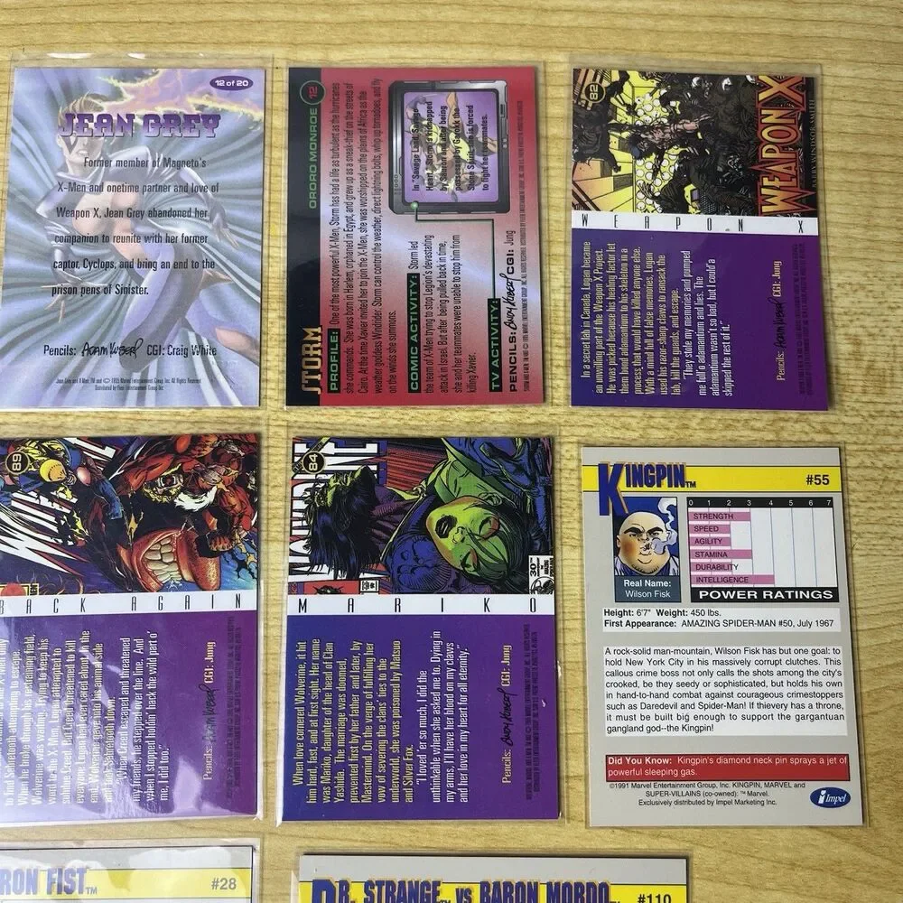 Marvel Trading Card Lot 1991 Universe 1992 Masterpieces 1995 Fleer Ultra X-Men